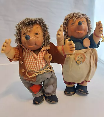 Steiff Mecki & Micki 10  Hedgehog Dolls From Germany Vintage Tags & Accessories • $5