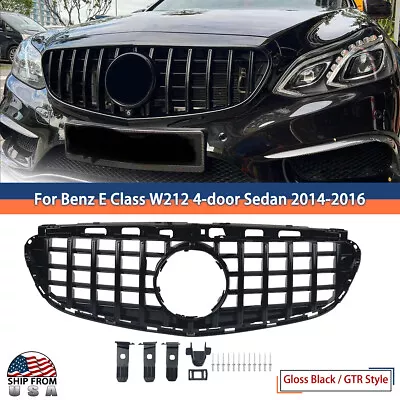 Gloss Black GT Style Front Grille For Mercedes-Benz W212 E300 E350 E400 2014-16 • $93.99