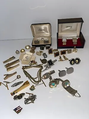 Vintage 1971 Swank Date-O-MatIc Cuff Links Tie Bars Tac Sets Single Sterling Lot • $61