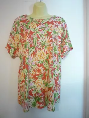 J. Jill Tunic Top--sz 2x--round Neck -short  Sleeve-colorful Tropical • $12.99