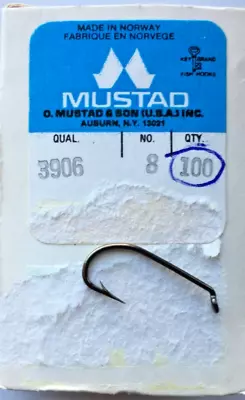 100 Pcs Mustad 3906 Size 8 Sproat Bend Fly Tying Hooks Materials Supplies • $5.50