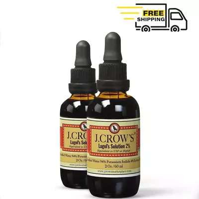 J.CROW'S Detoxadine Lugols Solution Of Iodine 2% Liquid Drops Thyroid Support X2 • $58.99