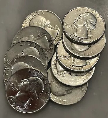[Lot Of 10] - Washington Quarter - 90% Silver Choose How Many Lots Of 10! • $62.95