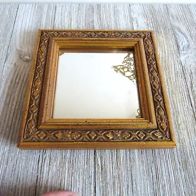 Vintage Florentine Mirror With Gold Veins 5.25 X 5.25  Italy Rocco Hollywood • $19.99