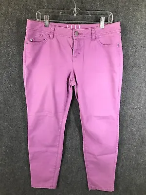 Elle Womens Jeans Denim Size 12 Purple Mid Rise Straight Leg Stretchy • $9.74