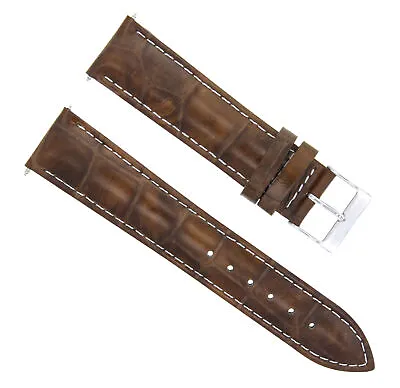 22mm Italian Leather Watch Band Strap For 42mm Montblanc 4810 Brown White Stitch • $17.95