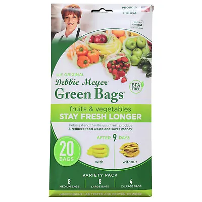 Debbie Meyer Green Bags 20-Pack (8M 8L 4XL) Keeps Fruits Vegetables Flower Fresh • $19.99