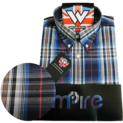 Warrior UK England Button Down Shirt ELGAR Slim-Fit Skinhead Mod Retro S-M • £34.90