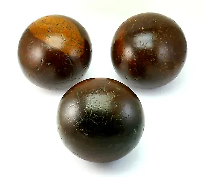 SET 3 ANTIQUE 18thC GEORGIAN GEORGE III TREEN LIGNUM VITAE BOWLING BALLS • £450