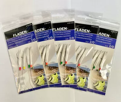 5 X Packs Of Fladen Daylight 4 Hook Size 2/0 Sea Fishing Mackerel Feathers Lures • £5.95