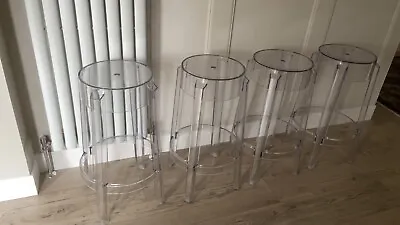 Charles Ghost Stools X 4 Clear  By Kartell Design By Phillippe Starck • £150