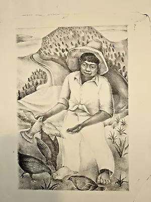 Louise Dunn Yochim Chicago WPA Era Lithograph Modernist Mexican Boy Farmer Look! • $155