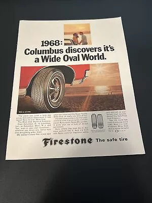 1968 Firestone Wide Oval Tire Vintage Print Advertisement Ad • $6