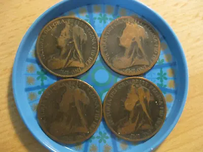 4 X Victorian Pennies 2 X 1899 2 X 1900 • £2