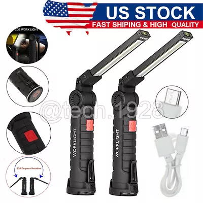 Rechargeable LED COB Work Light Mechanic Flashlight Lamp Magnetic Base Bright US • $6.99