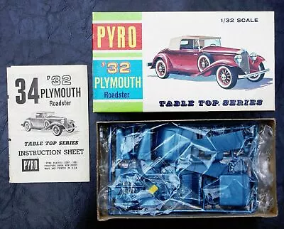 Pyro C-336-60 '32 Plymouth Roadster Stock Car 1/32 Scale Model Kit 1967 Vintage • £35