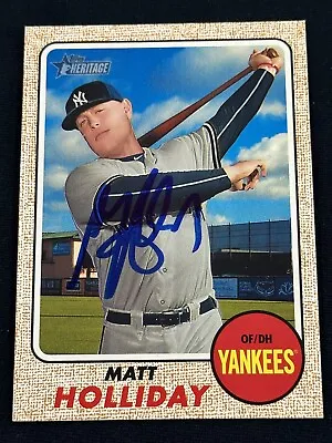 2017 Topps Heritage #330 Matt Holliday Signed New York Yankees Card Autographed • $59.99