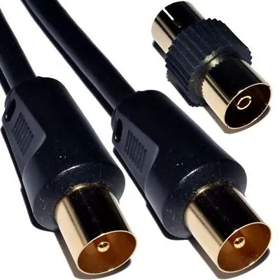 Coaxial TV Aerial Cable Extension RF Fly Lead Digital Male To Male Coax 1m - 50m • £16.95