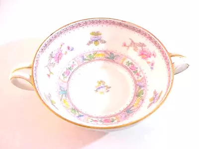 Vintage Royal Doulton Serving Bowl Dish Double Handles Flowers Pink Blue Green • $27