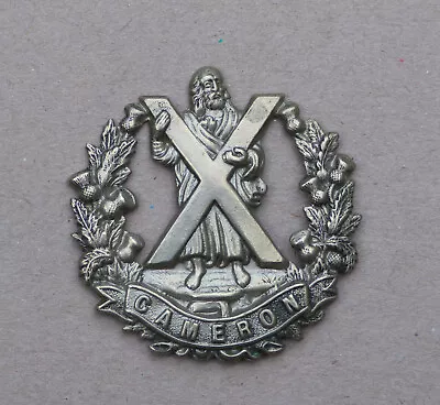 Cameron Highlanders White Metal Glengarry Badge • £10