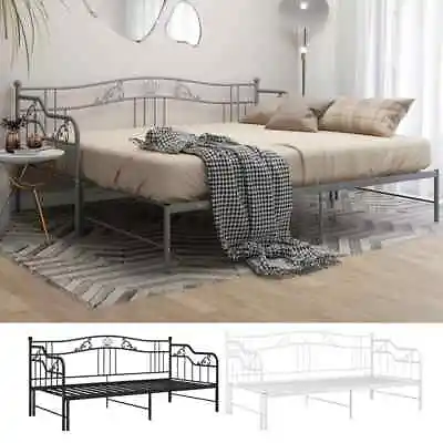 Pull-out Sofa Bed Frame Grey Metal 90x200 Cm VidaXL • £142.99