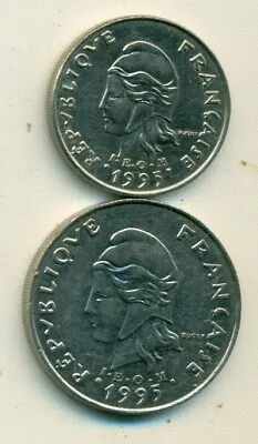 2 DIFFERENT COINS From FRENCH POLYNESIA - 10 & 20 FRANCS (BOTH DATING 1995) • $1.99