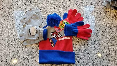 New With Tags Nintendo  Super Mario  ~ Beanie/hat With Two Pairs Of Mittens  • $14.95