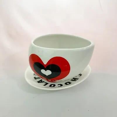 Max Brenner 8 Oz Hug Mug & Saucer Chocolate By The Bald Man ~ Iris Zohar Design • $19.99