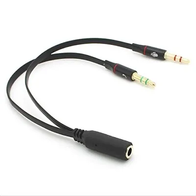 3.5mm Audio Mic Y Splitter Cable Cord Headphone Adapter Female To 2 Male Gold US • $2.24