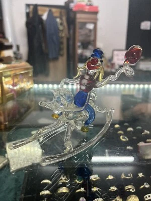 £44.99 • Buy Murano Blown Glass Figurines Rocking Horse   And Clown Hand Made Murano Rare