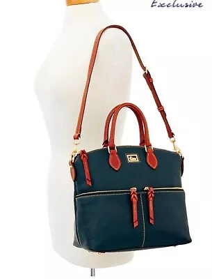 Dooney Bourke Dillen Satchel Black Leather Tote Purse Vintage Cell Phone Pocket • $169