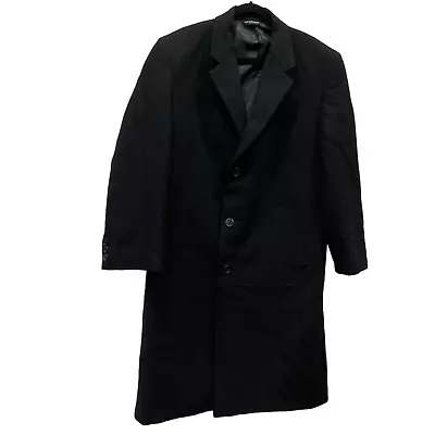 F.R. TRIPLER & CO Wool Overcoat Black Trench Single Breasted Coat Dress 42R New • $134.12