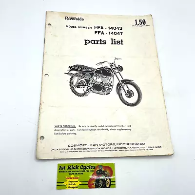 Vintage Wards Riverside FFA-14043 FFA-14047 Motorcycle Parts Manual • $10.99