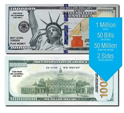 Million Dollars 50 Bills Of Best Real Looking Play Money • $19.99