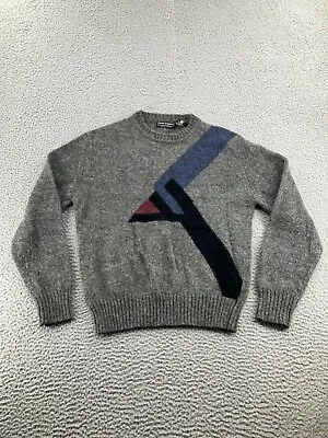 Vintage Peter England Sweater Mens Medium Gray Shetland Wool Pullover Adult • $10.99