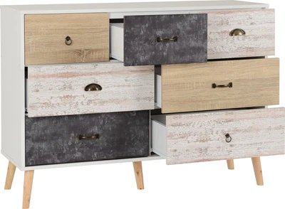 £210.95 • Buy Seconique Nordic 7 Drawer Merchant Chest Of Drawers - White & Distressed