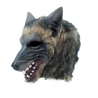 Mens Wolf Full Head Mask Brindle Effect Halloween Adult Fancy Dress Costume • £12.99