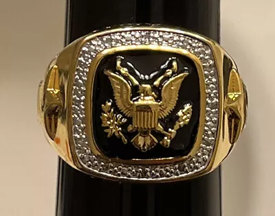 Danbury Mint US Military Army Veteran Rings 14k GOLD PLATED W/Diamonds • $44.99