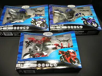 MISB LOT Of 3 TESTORS 1:12 Scale MOTORCYCLE KITS Honda Yamaha Suzuki • $28.99