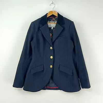 Joules Parade Tweed Jacket Womens 12 Blue Herringbone Country Hacking Blazer • $80.93