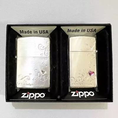 ZZ Zippo Pair Lucky Four Leaf Clover Oil Lighter A • $264.02