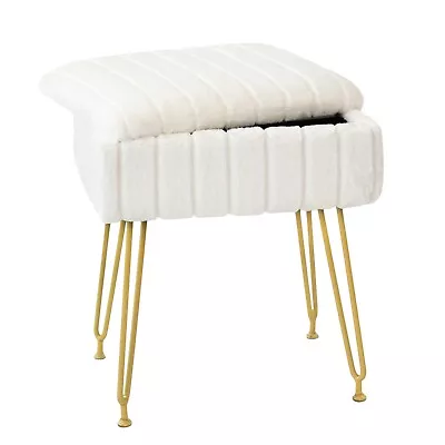 Redlife Vanity Stool Chair W/ Storage Faux Fur Makeup Chair Cute Chair Bedroom • $34.55