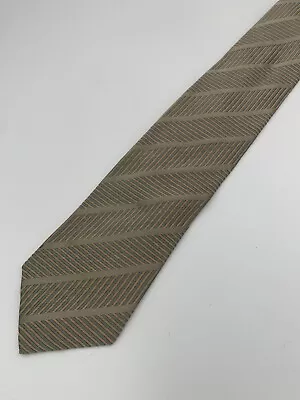 XMI FOR NORDSTROM VINTAGE MADE IN USA 100% ITALIAN SILK NECK TIE Tan Mint Green • $11.99