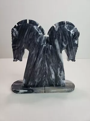 Bookends Horse Head Marble Mid Century Modern Heavy Pair 8 1/2  • $30