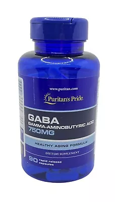GABA - Gamma Aminobutyric Acid 750 MG- 90 Rapid Release Capsules - EXP 04/2026 • $12.99