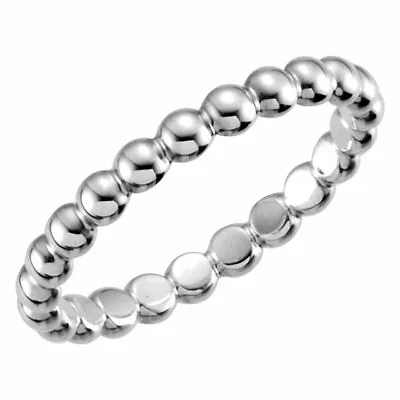£270.79 • Buy 2.5 Mm Beaded Stackable Ring In 14K White Gold