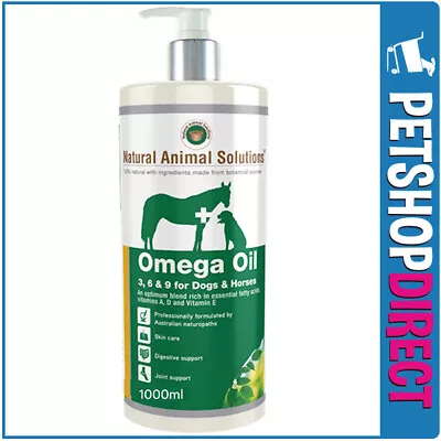 Natural Animal Solutions Omega Oil 3 6 & 9 For Dogs & Horses 1000ml • $51.95