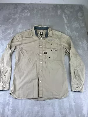 G Star Raw Cargo Line Shirt Adult Large Beige Long Sleeve Button Up Pocket • $19.99