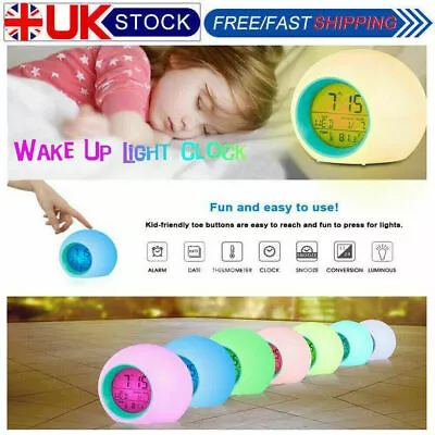 $18.04 • Buy Kids LED Alarm Clock, Wake Up Digital Clocks For Children Bedside Clock 7 Colors