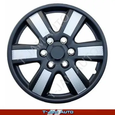 Wheel Covers 14 Inch Black & Silver Matt Set Of 4 Universal • $59.45